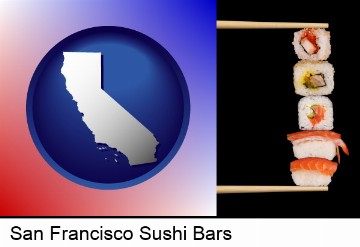 sushi with chopsticks in San Francisco, CA